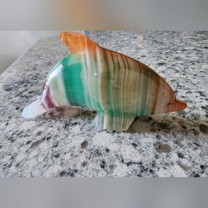 Carved Quartz Dolphin paperweight